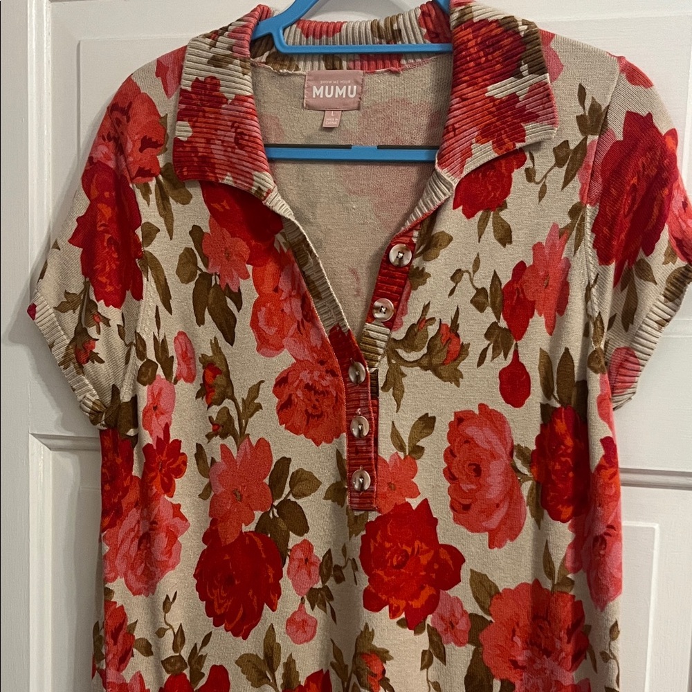 Show Me Your MuMu Red Floral Button Down Dress